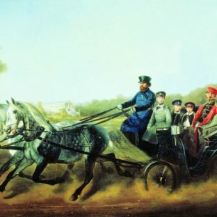 Катание в коляске (Александр II с детьми), Николай Егорович Сверчков