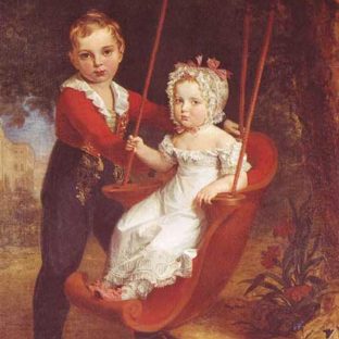 Великий князь Александр Николаевич (будущий император Александр II России) со своей младшей сестрой, великой княгиней Марией Николаевной, Джордж Доу