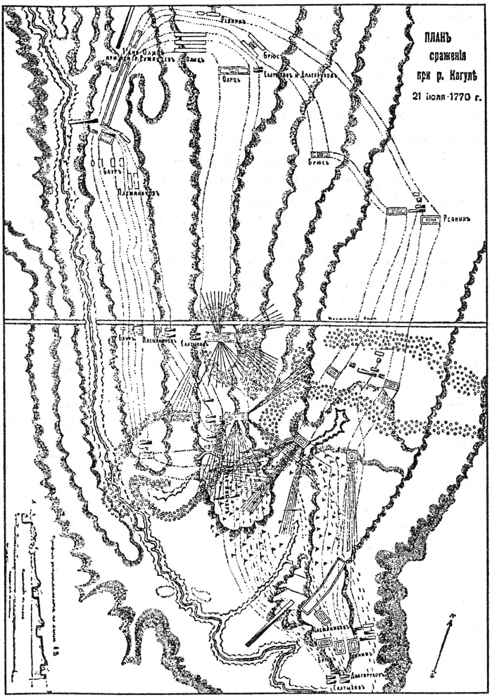 Сражение при Кагуле, карта-схема