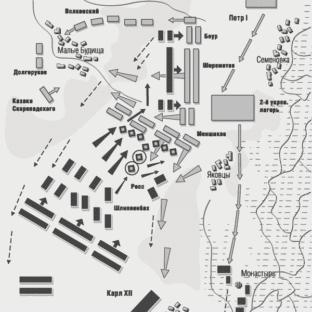 Полтавская битва, карта-схема