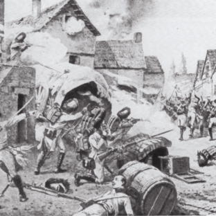 Французская пехота дивизии Молитора захватила деревню Адерклаа у австрийских гренадеров, Дэвид Чандлер