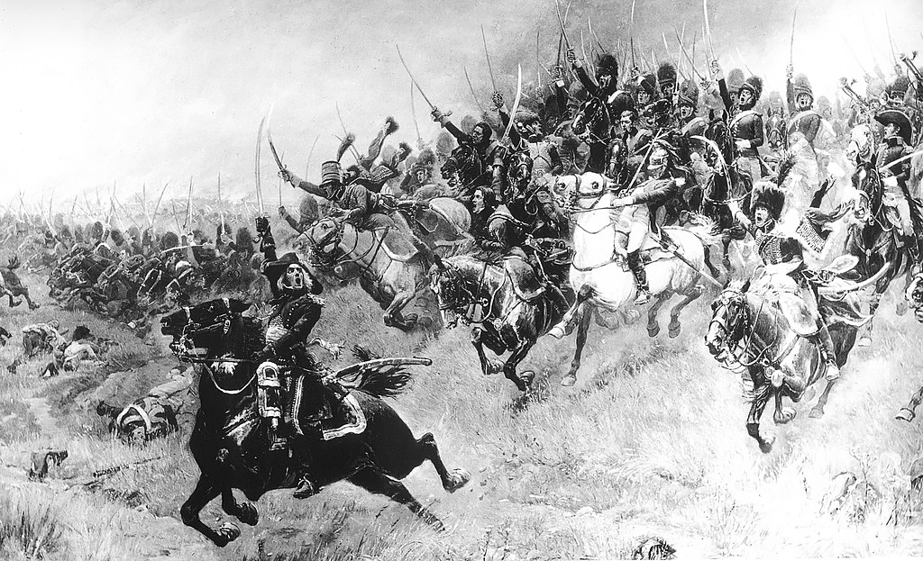 Конные гренадеры и егеря во главе с Бессьером (на переднем плане с поднятым мечом) устремляются на австрийскую конницу, Альфонс Лалоз