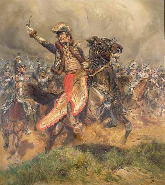 Генерал Ласалль нападает на Ваграм 6 июня днем, прямо перед тем, как его убили. Жан Батист Эдуард Детайль