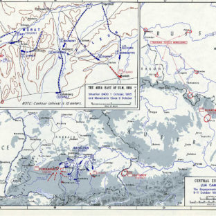Ульмская кампания - бои вокруг Ульма, 9-11 октября 1805 г., карта