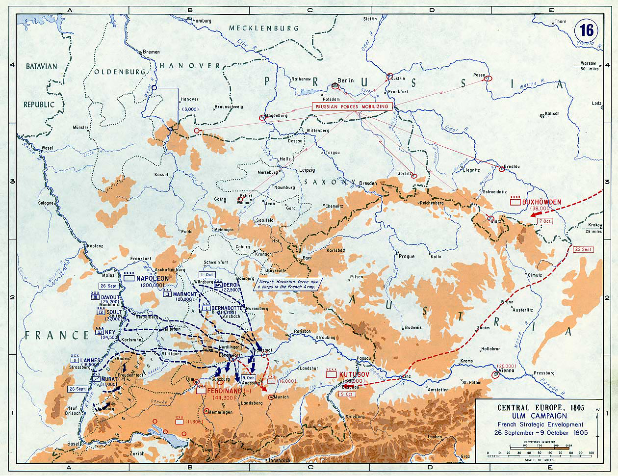 Французская стратегия, 26 сентября - 9 октября 1805 г., карта